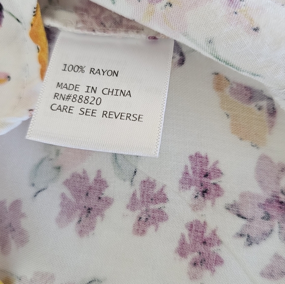 Anne Carson White Floral Print V-Neck Blouse Women's Approximate Small - Picture 2 of 7